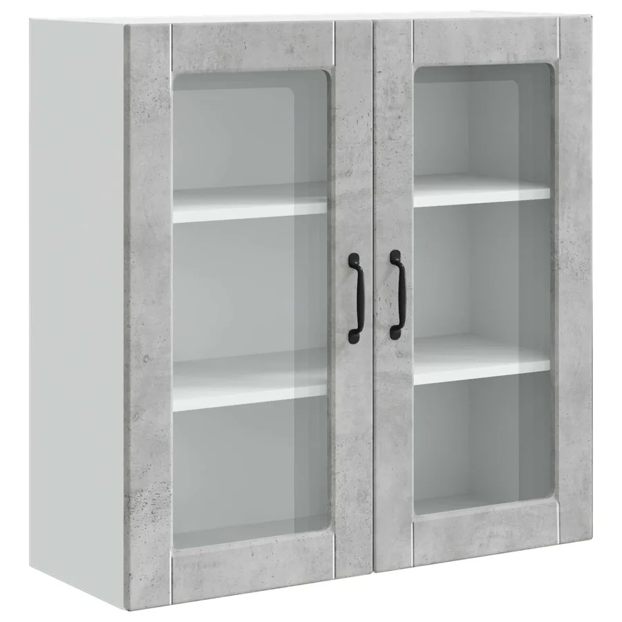 Cabinet en verre mural PORTO Gris béton 80 x 31 x 80 cm - 2