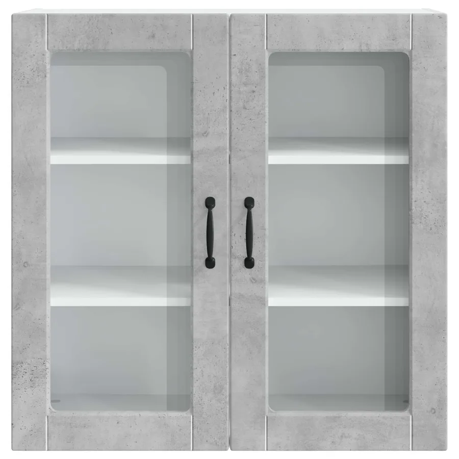 Cabinet en verre mural PORTO Gris béton 80 x 31 x 80 cm - 6