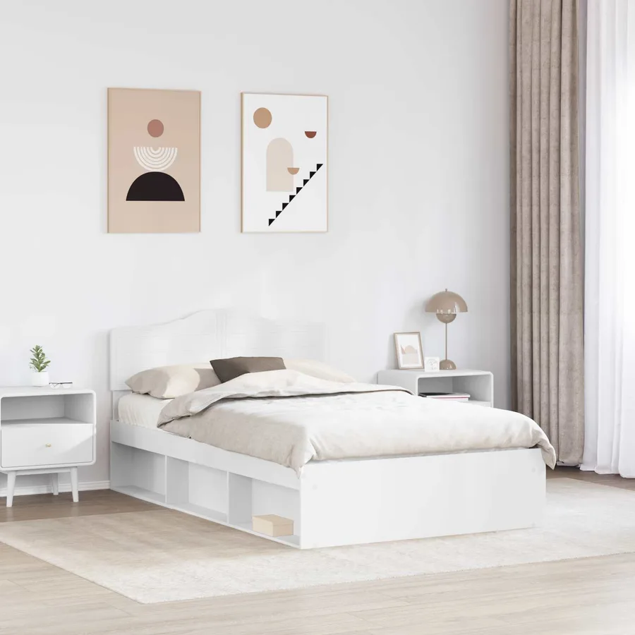 Cadre de lit Blanc 120 x 190 cm Bois de pin massif - 3
