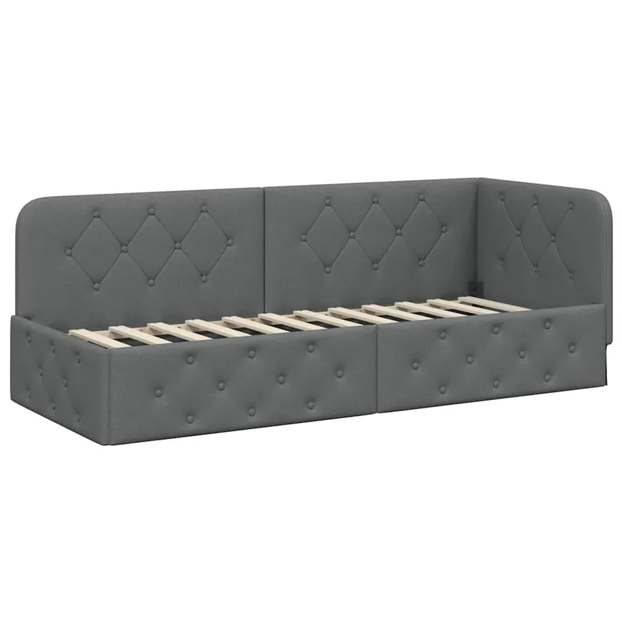 Cadre de lit d'angle Gris foncé 80 x 200 cm tissu - 6