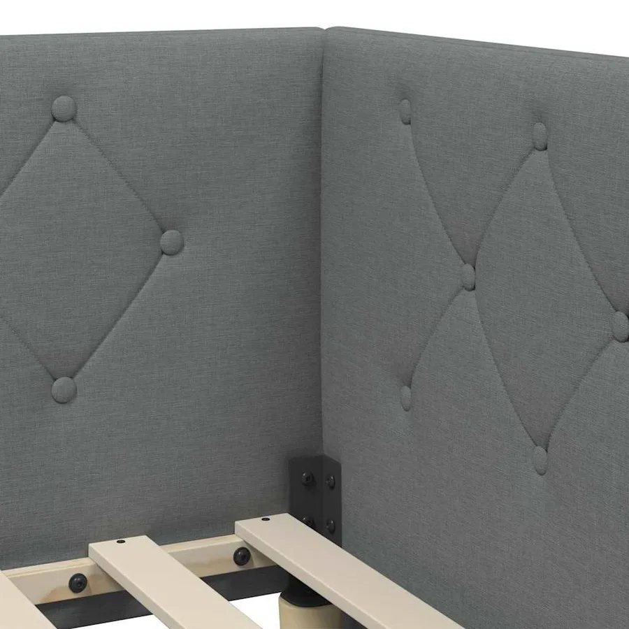 Cadre de lit d'angle Gris foncé 80 x 200 cm tissu - 8