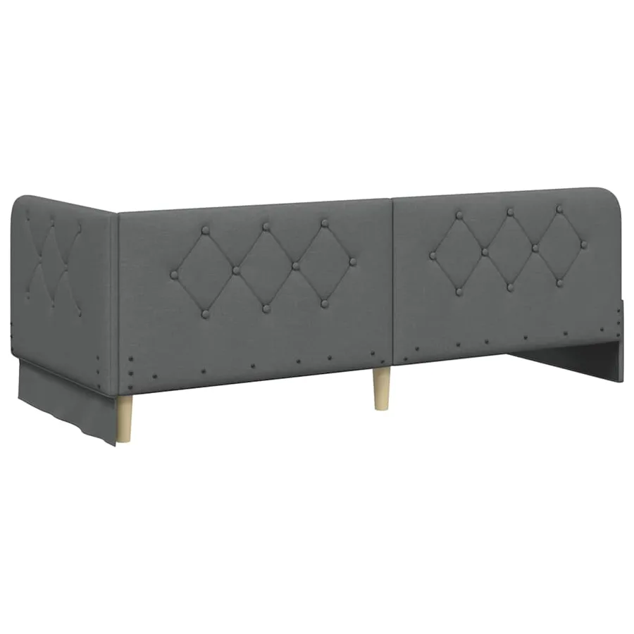 Cadre de lit d'angle Gris foncé 80 x 200 cm tissu - 9