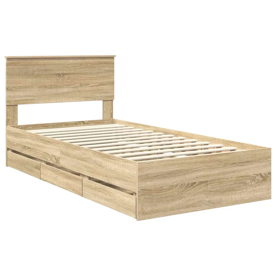 Cadre de lit Chêne Sonoma 100 x 200 cm Bois Ingénierie - 4