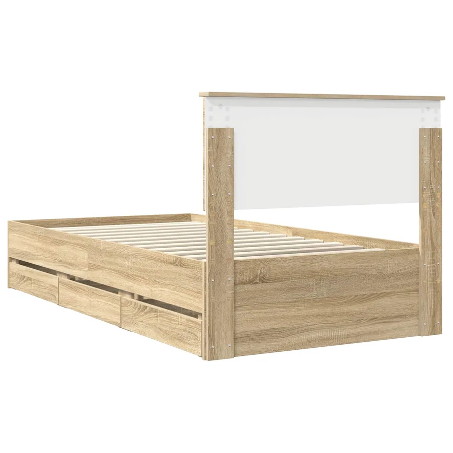 Cadre de lit Chêne Sonoma 100 x 200 cm Bois Ingénierie - 8