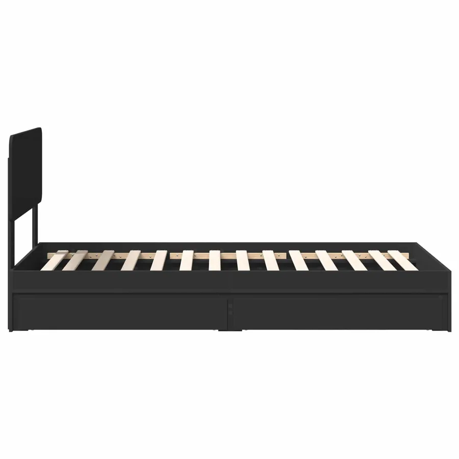 Lit de Rangement avec tiroir Noir 75 x 190 cm Bois d'ingénierie - 9