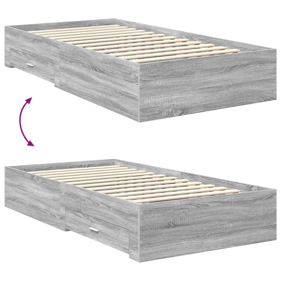 Cadre de lit Sonoma gris 100 x 200 cm Bois d'ingénierie - 12