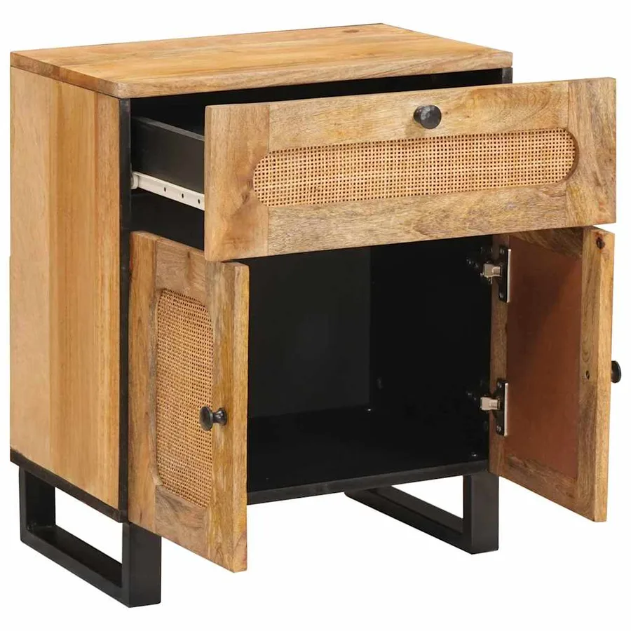 Cabinet de chevet Naturel 50 x 33 x 60 cm Bois de mangue massif - 2