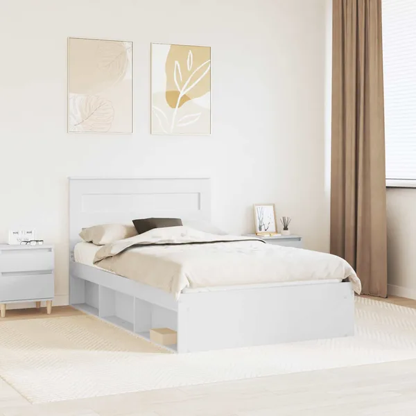 Cadre de lit Blanc 120 x 200 cm Bois de pin massif