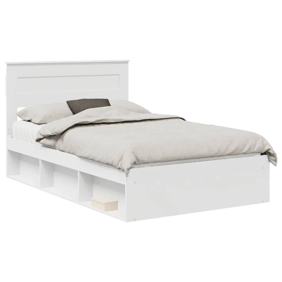 Cadre de lit Blanc 120 x 200 cm Bois de pin massif - 2