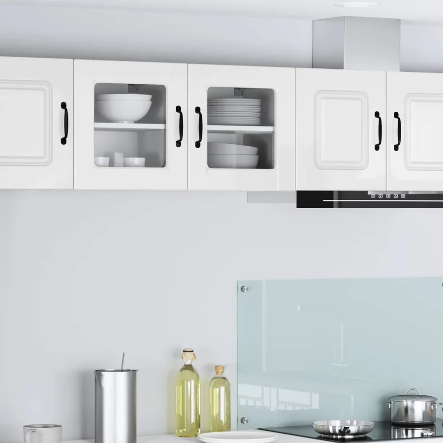 Cabinet en verre mural PORTO 2 pcs Blanc brillant