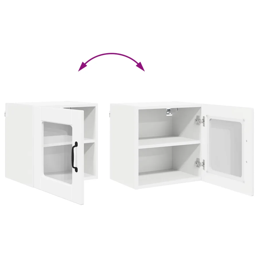 Cabinet en verre mural PORTO 2 pcs Blanc brillant - 12