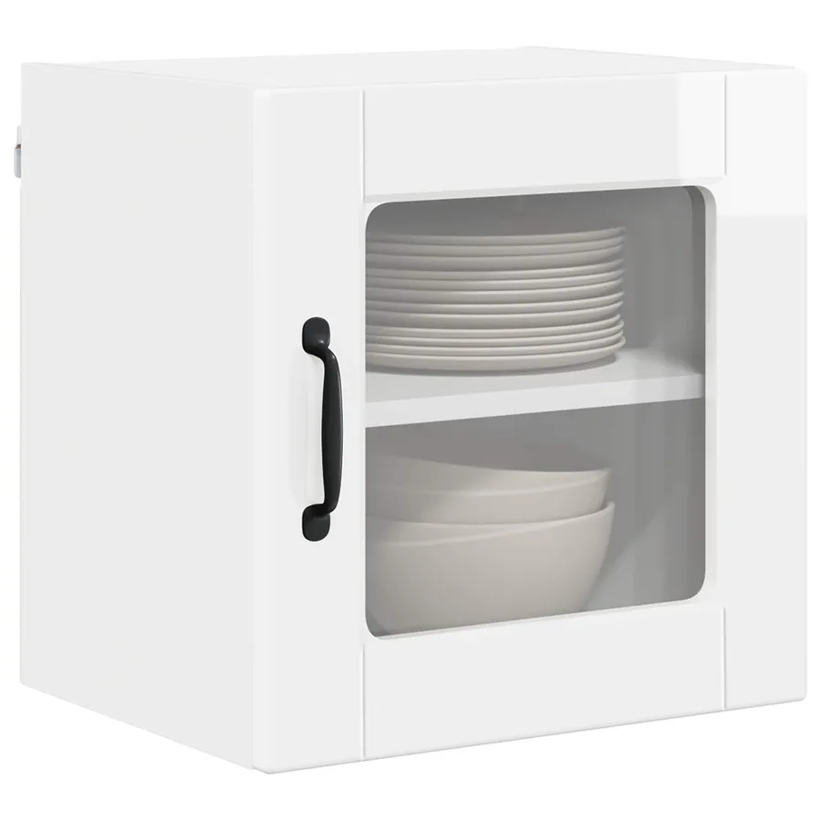 Cabinet en verre mural PORTO 2 pcs Blanc brillant - 3