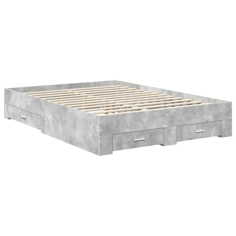 Cadre de lit Gris béton 160 x 200 cm Bois d'ingénierie - 6