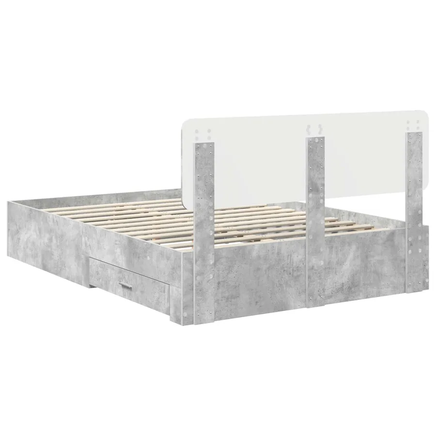 Cadre de lit Gris béton 160 x 200 cm Bois d'ingénierie - 8