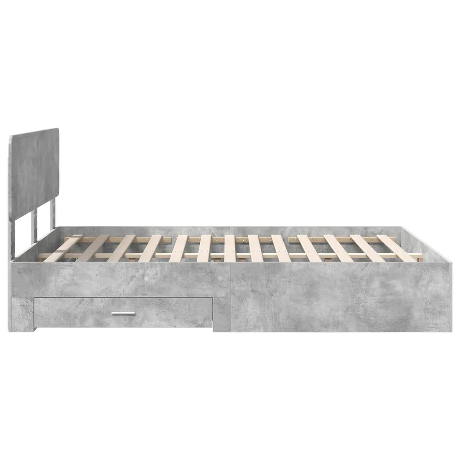 Cadre de lit Gris béton 160 x 200 cm Bois d'ingénierie - 9