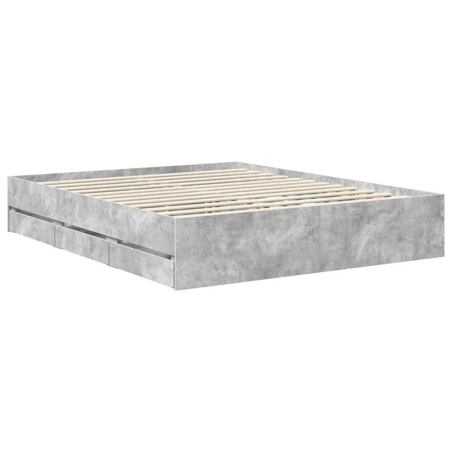 Cadre de lit Gris Béton 160 x 200 cm Bois d’ingénierie - 6