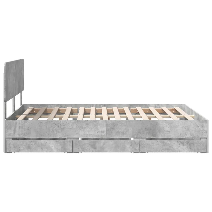 Cadre de lit Gris Béton 160 x 200 cm Bois d’ingénierie - 9