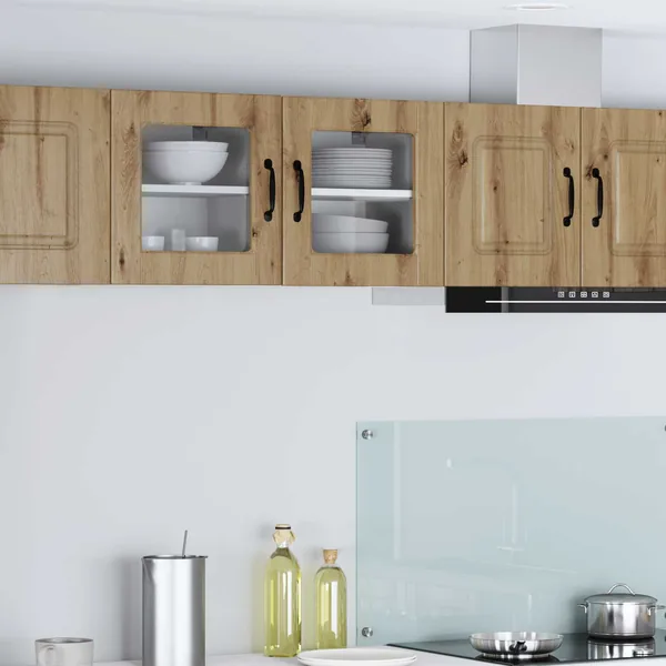Cabinet en verre mural PORTO 2 pcs Chêne artisanal