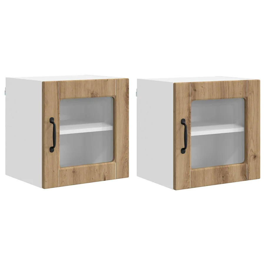 Cabinet en verre mural PORTO 2 pcs Chêne artisanal - 2