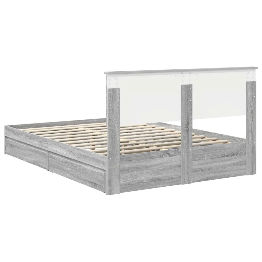 Lit de Rangement Gris Sonoma 140 x 200 cm Bois d'ingénierie - 8