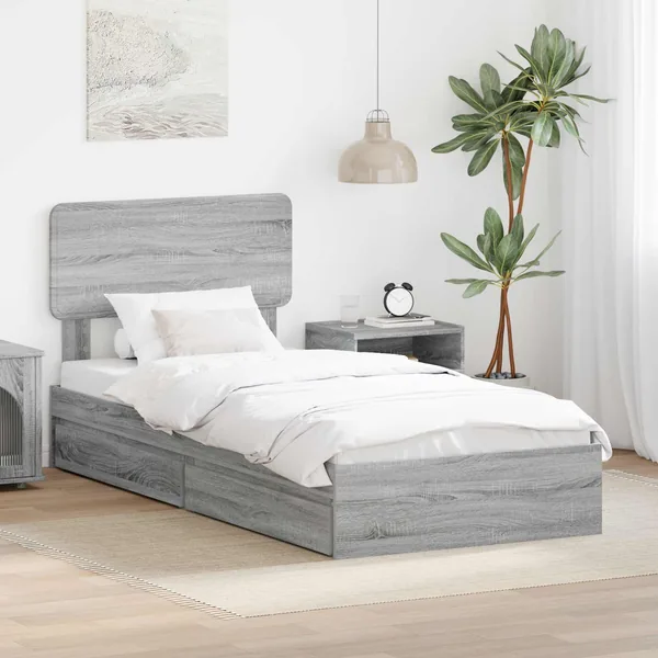 Lit de Rangement Gris Sonoma 75 x 190 cm Bois d'ingénierie