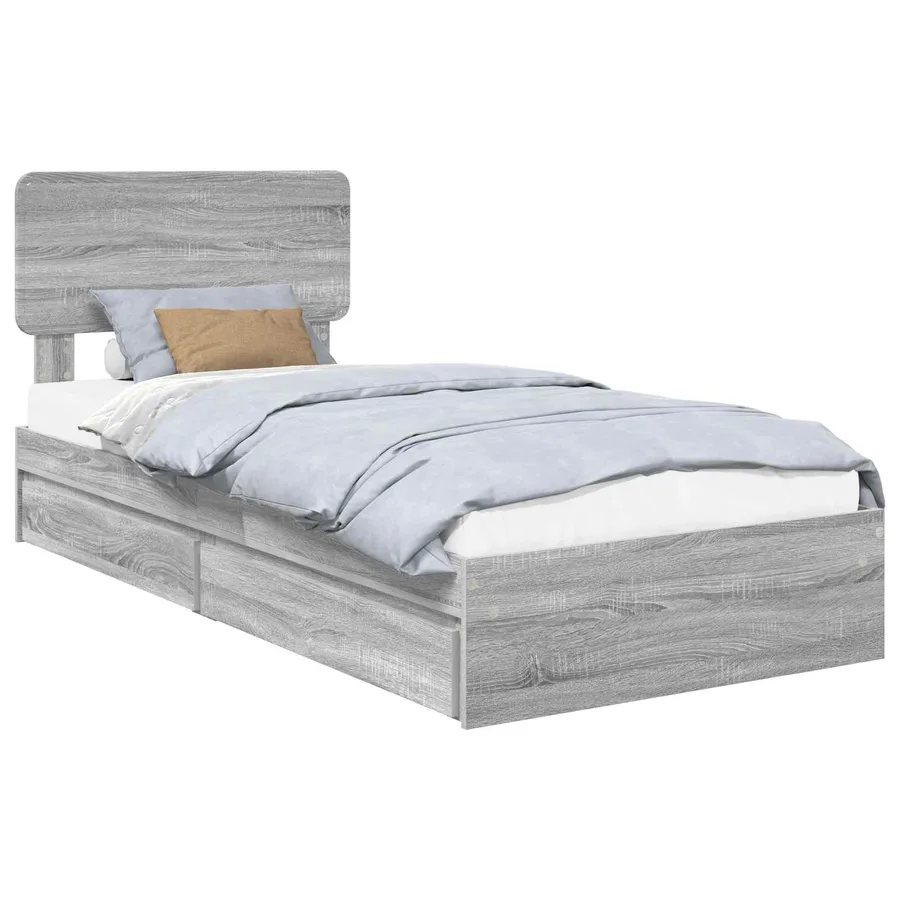 Lit de Rangement Gris Sonoma 75 x 190 cm Bois d'ingénierie - 2