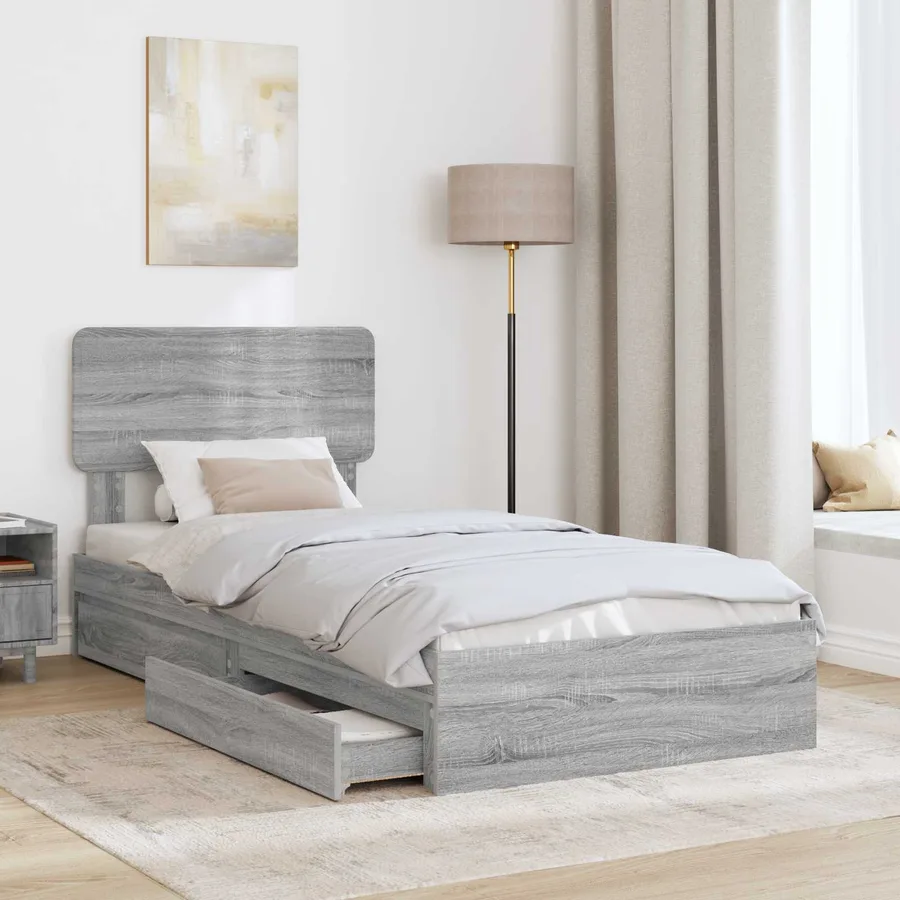 Lit de Rangement Gris Sonoma 75 x 190 cm Bois d'ingénierie - 3
