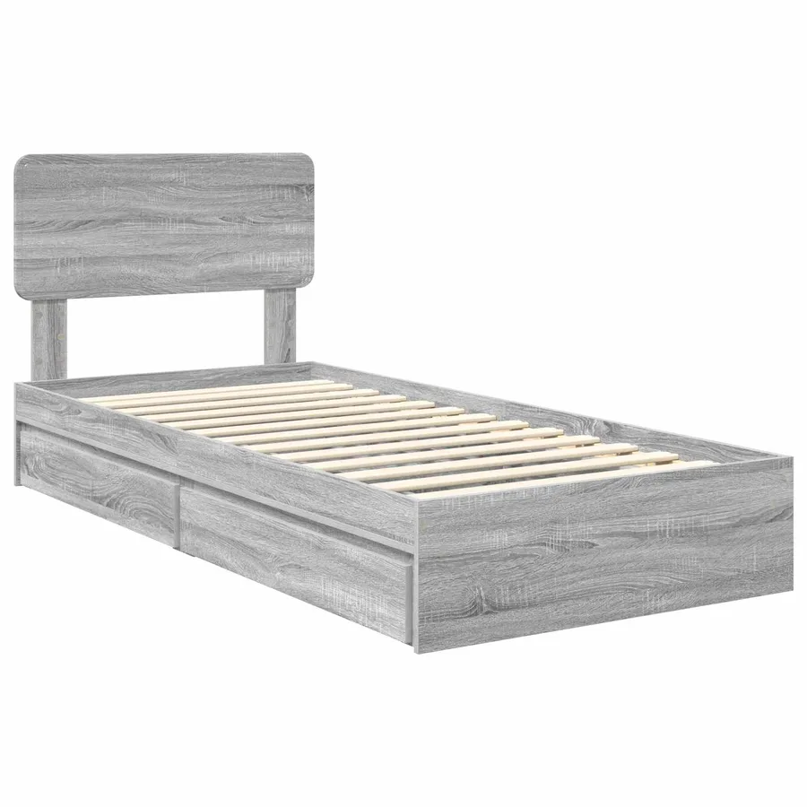 Lit de Rangement Gris Sonoma 75 x 190 cm Bois d'ingénierie - 4