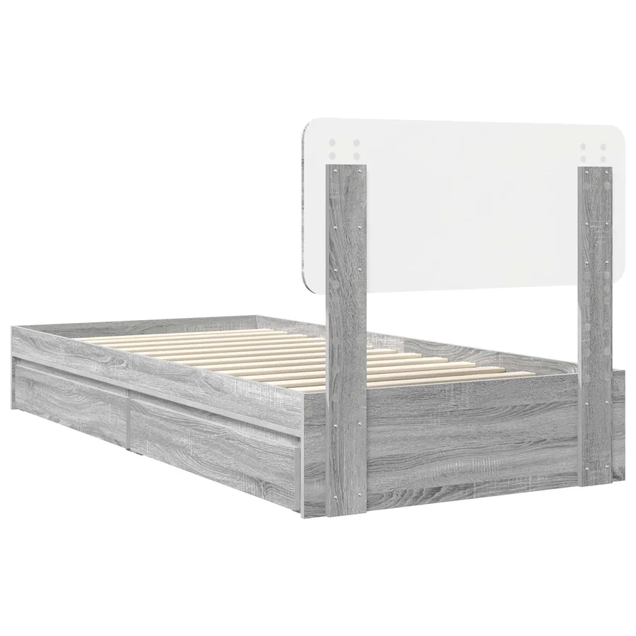 Lit de Rangement Gris Sonoma 75 x 190 cm Bois d'ingénierie - 8