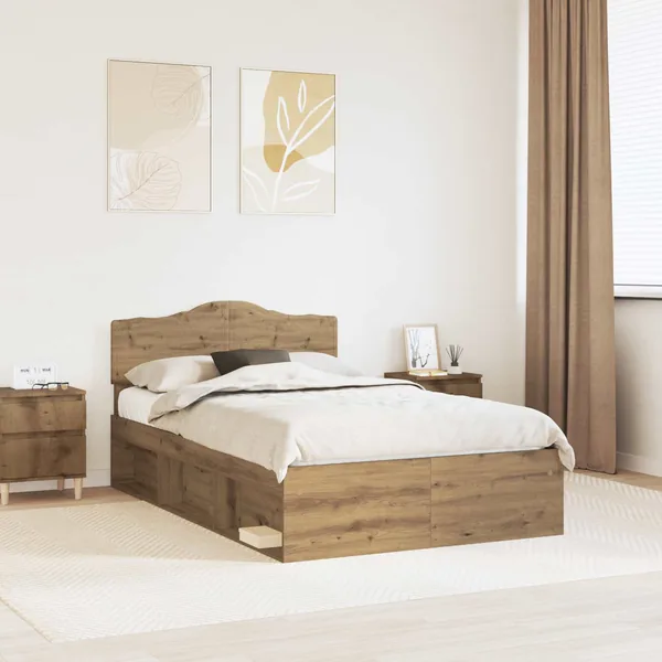 Cadre de lit Chêne artisan 120 x 190 cm Bois de pin massif