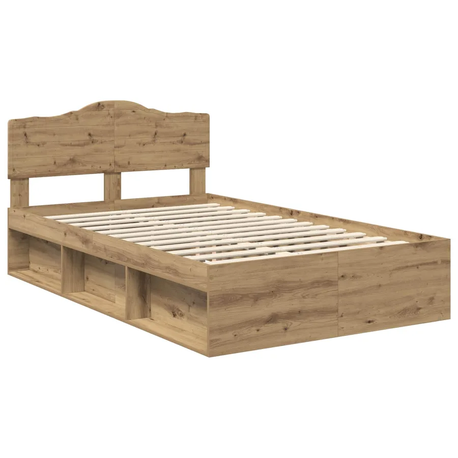 Cadre de lit Chêne artisan 120 x 190 cm Bois de pin massif - 4