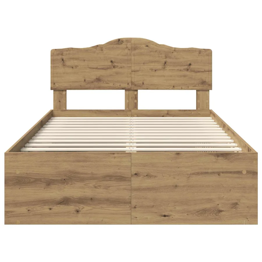 Cadre de lit Chêne artisan 120 x 190 cm Bois de pin massif - 7