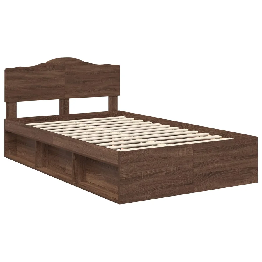 Cadre de lit Chêne brun 120 x 190 cm Bois de pin massif - 4
