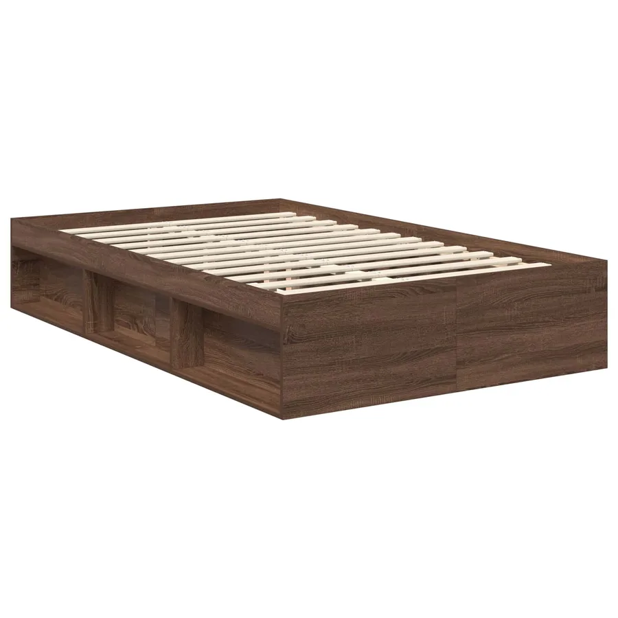 Cadre de lit Chêne brun 120 x 190 cm Bois de pin massif - 5