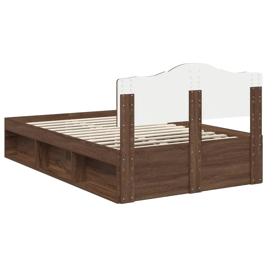 Cadre de lit Chêne brun 120 x 190 cm Bois de pin massif - 9