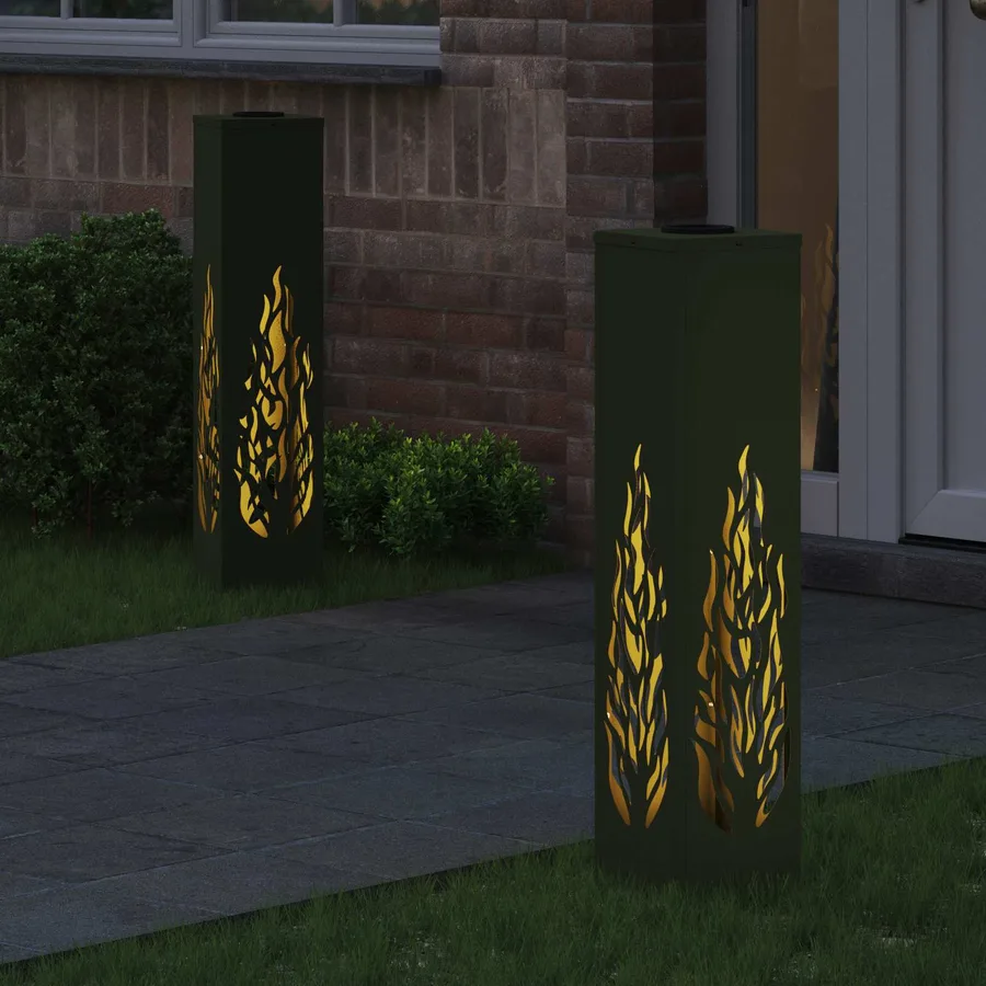 Lumière de chemin LED solaire 2 pcs Blanc chaud 18 x 18 x 80 cm - 3