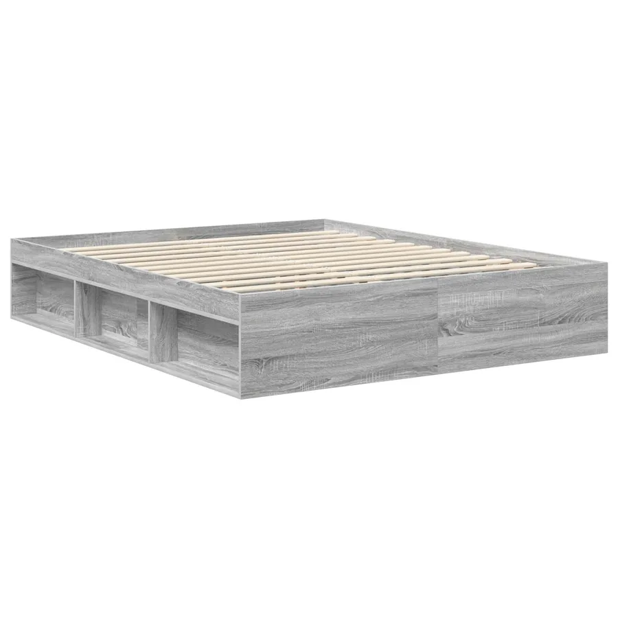 Cadre de lit Gris Sonoma 160 x 200 cm Bois de pin massif - 5
