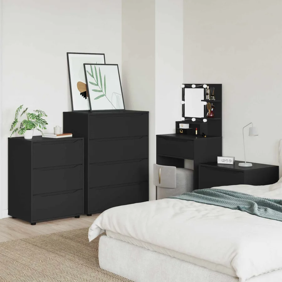Armoires de rangement Noir 80 x 48 x 105 cm Bois d'ingénierie - 4
