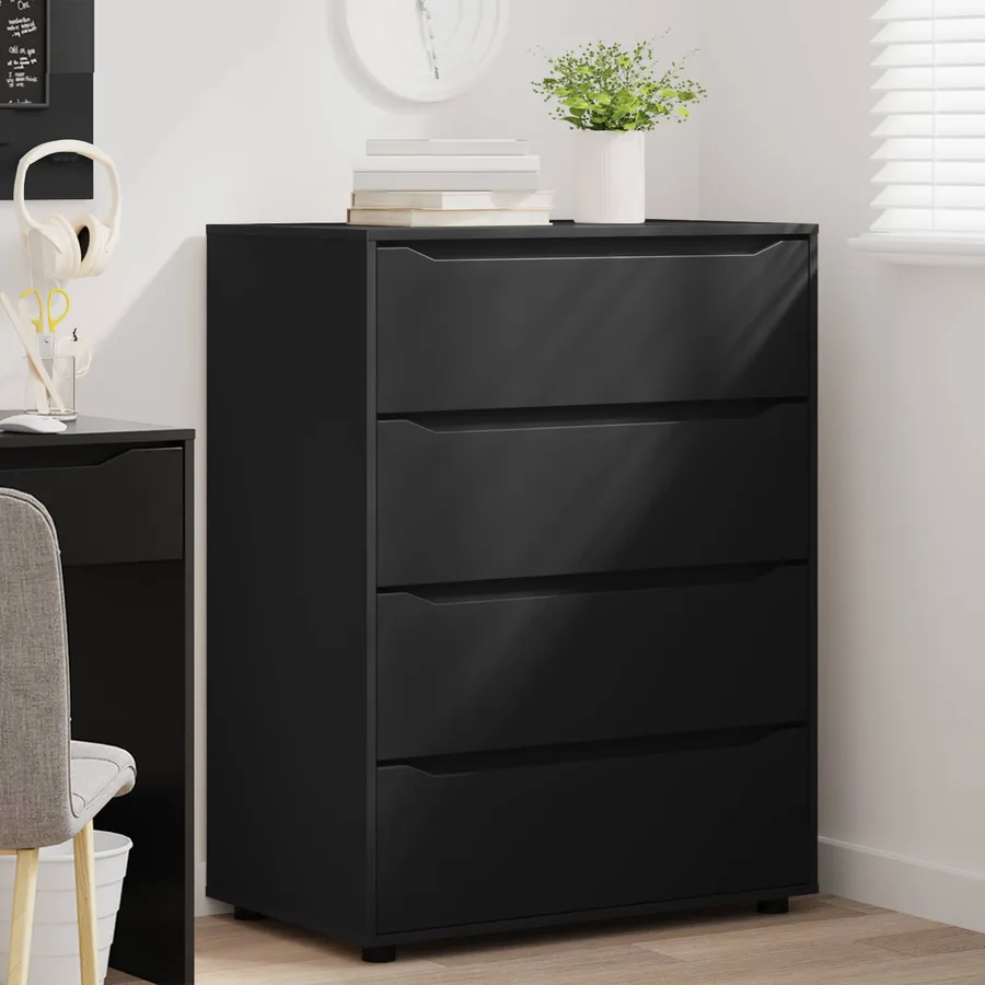 Armoires de rangement Noir 80 x 48 x 105 cm Bois d'ingénierie - 5