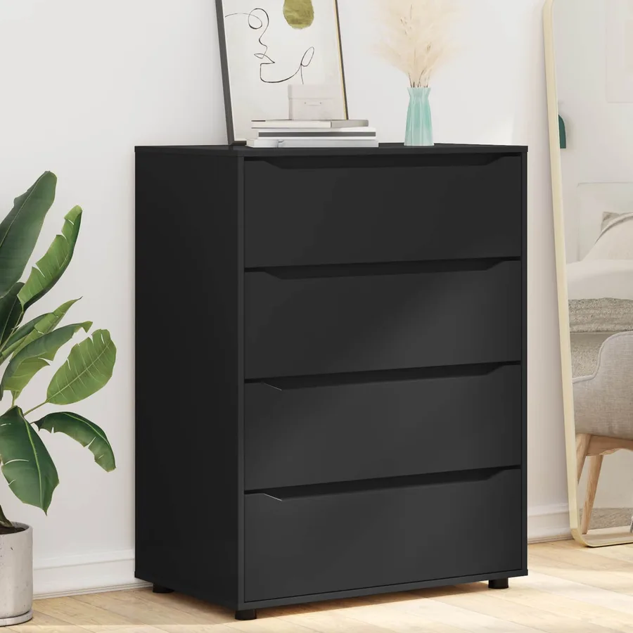 Armoires de rangement Noir 80 x 48 x 105 cm Bois d'ingénierie - 6