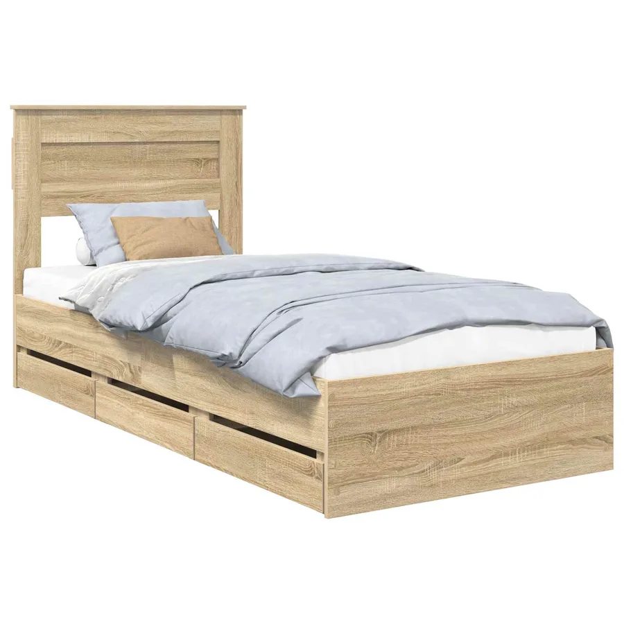 Cadre de lit Chêne Sonoma 90 x 200 cm Bois Ingénierie - 2