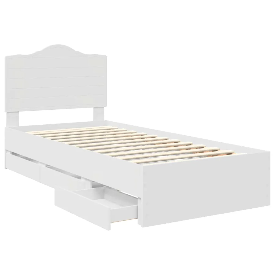 Cadre de lit avec tiroir Blanc 75 x 190 cm Bois Ingénierie - 5