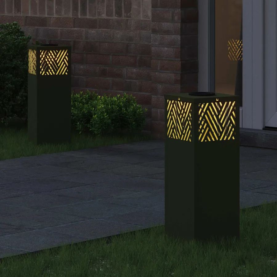 Lumière de chemin LED solaire 2 pcs Blanc chaud 18 x 18 x 50 cm - 3