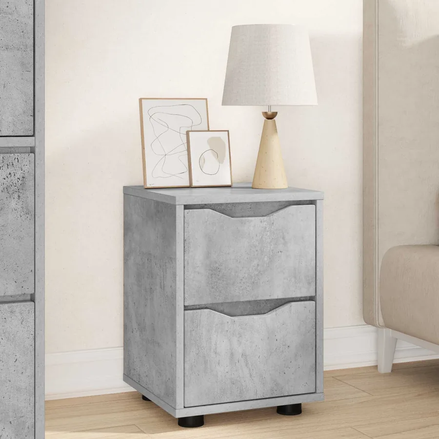 Table de chevet Gris béton 30,5 x 30 x 43 cm Bois d'ingénierie
