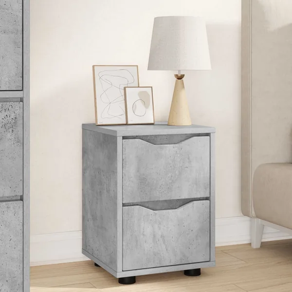Table de chevet Gris béton 30,5 x 30 x 43 cm Bois d'ingénierie