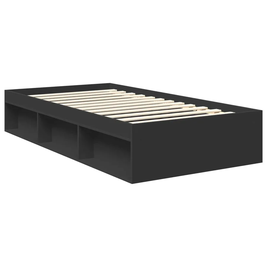 Cadre de lit Noir 100 x 200 cm Bois de pin massif - 5