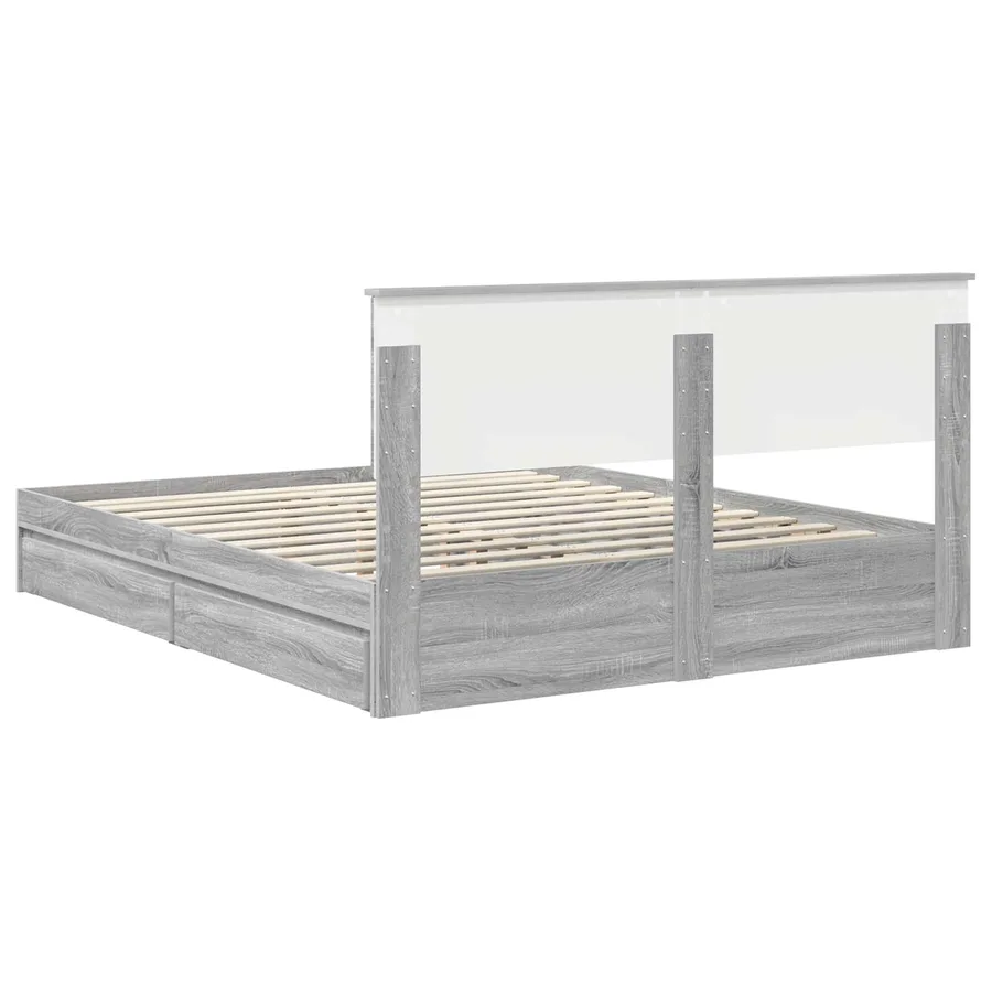 Lit de Rangement Gris Sonoma 160 x 200 cm Bois d'ingénierie - 10