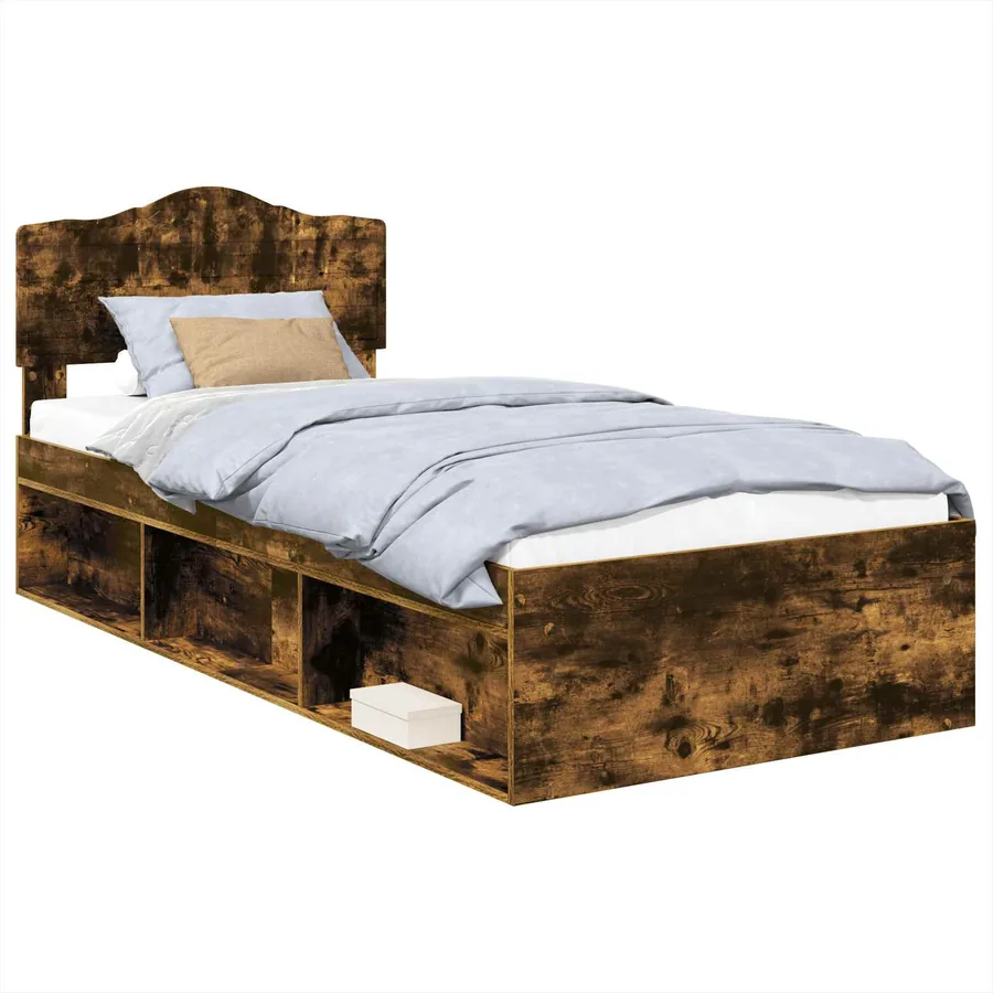Cadre de lit Chêne fumé 75 x 190 cm Bois de pin massif - 2
