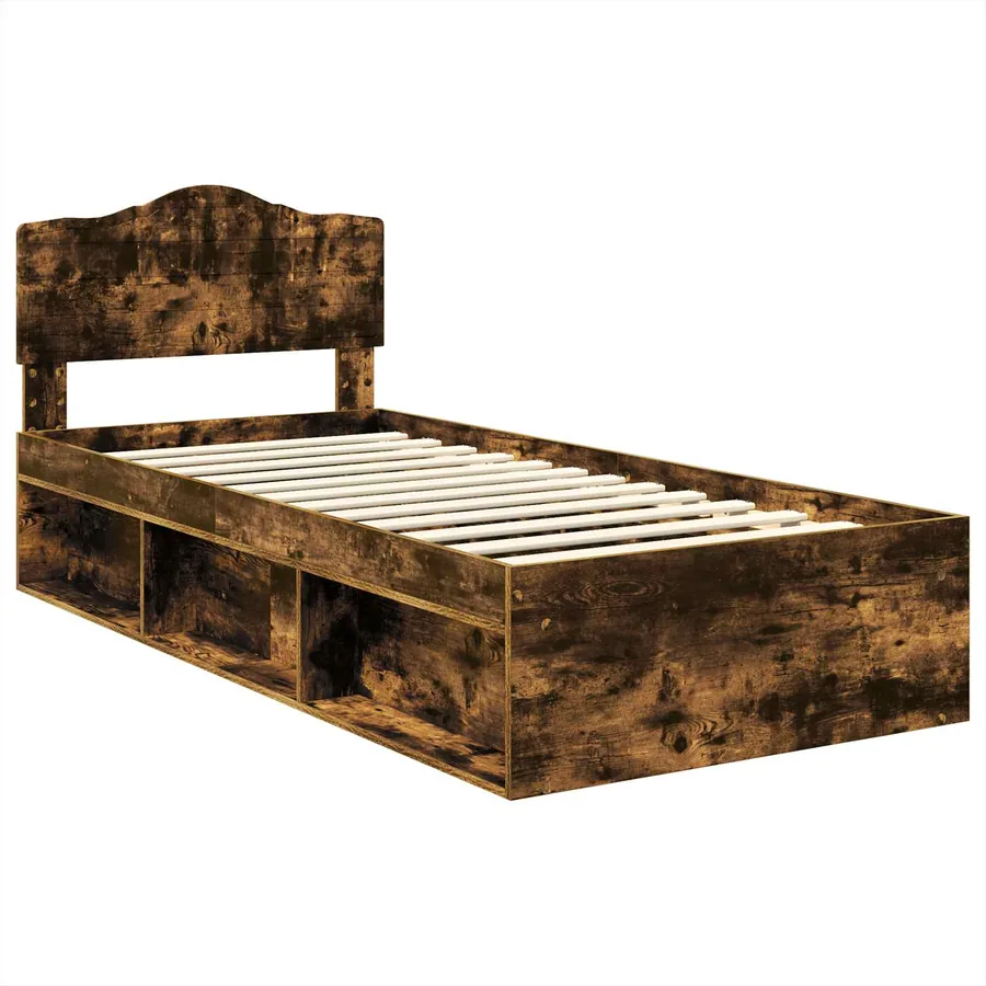 Cadre de lit Chêne fumé 75 x 190 cm Bois de pin massif - 4