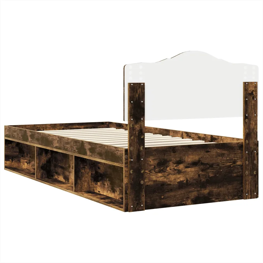 Cadre de lit Chêne fumé 75 x 190 cm Bois de pin massif - 9